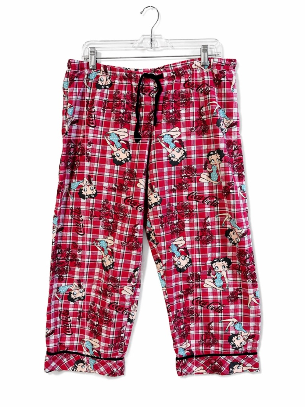Betty Boop Red Plaid Lounge Pajama Bottoms with Character Print